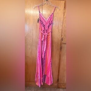 Cupshe Pink and Orange Striped Maxi Dress